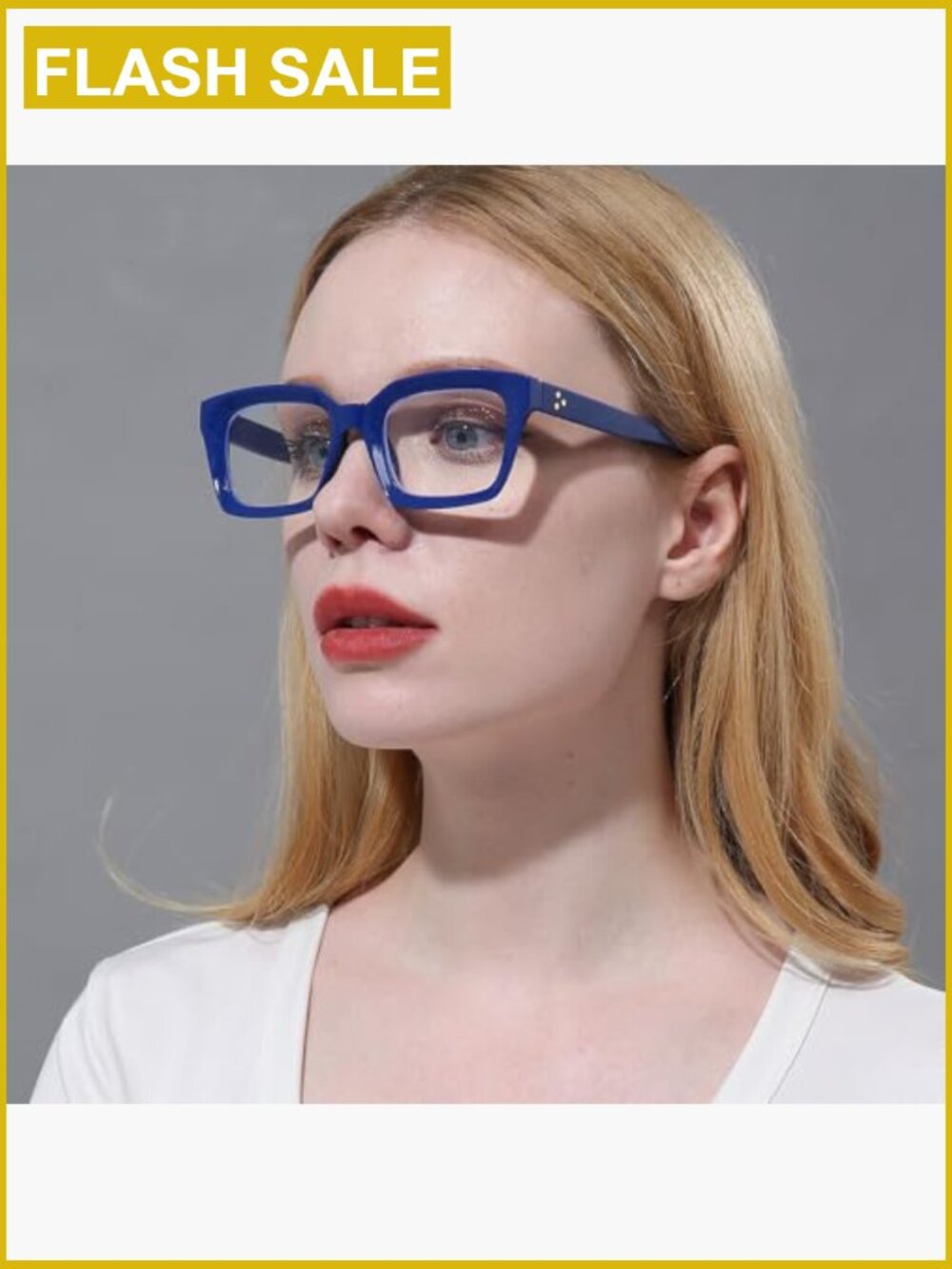 Oversized Blue Light Blocking Computer Reading Glasses Retro Square Readers - Picture 2 of 7